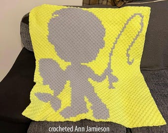Child with Fish Afghan C2C Crochet Pattern, Written Row Counts, C2C Graphs, Corner to Corner, Crochet Pattern, C2C Graph