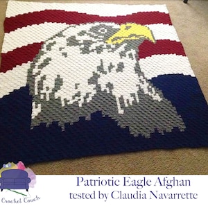 Patriotic Eagle Afghan C2C Crochet Pattern, Written Row Counts, C2C Graphs, Corner to Corner, Crochet Pattern, C2C Graph