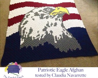 Patriotic Eagle Afghan C2C Crochet Pattern, Written Row Counts, C2C Graphs, Corner to Corner, Crochet Pattern, C2C Graph