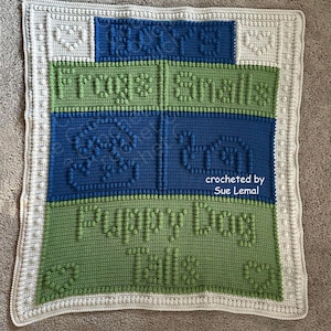 Boys Frogs Snails Afghan Afghan, Bobble Crochet Pattern, Graph and Written Row by Row Included