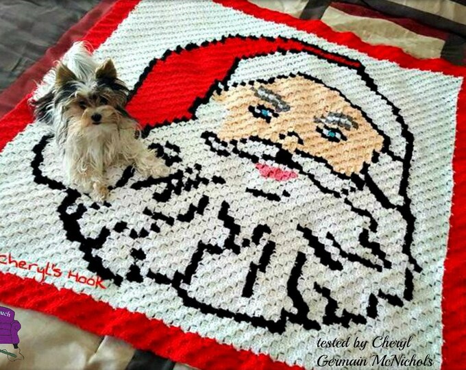 Featured listing image: Santa Claus Afghan, C2C Crochet Pattern, Written Row by Row, Color Counts, Instant Download, C2C Graph, C2C Pattern, Graphgan Pattern