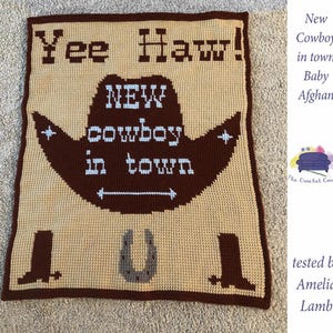 New Cowboy in Town Baby Afghan, SC or TSS Crochet Pattern, Graph and Written Row by Row Included