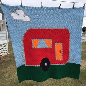 Camper Afghan C2C Crochet Pattern, Written Row Counts, C2C Graphs, Corner to Corner, Crochet Pattern, C2C Graph