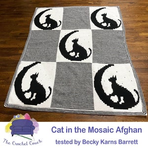 Cat Mosaic Afghan Crochet Pattern: Overlay Stitch (Digital Download)