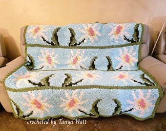Daisy Parade Afghan C2C Crochet Pattern, Written Row by Row, Color Counts, Instant Download, C2C Graph, C2C Pattern, C2C Crochet, Graphgan