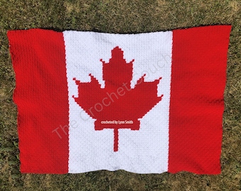 Canadian Flag Afghan Crochet Pattern: C2C Graph with Written Row Counts (PDF Pattern)
