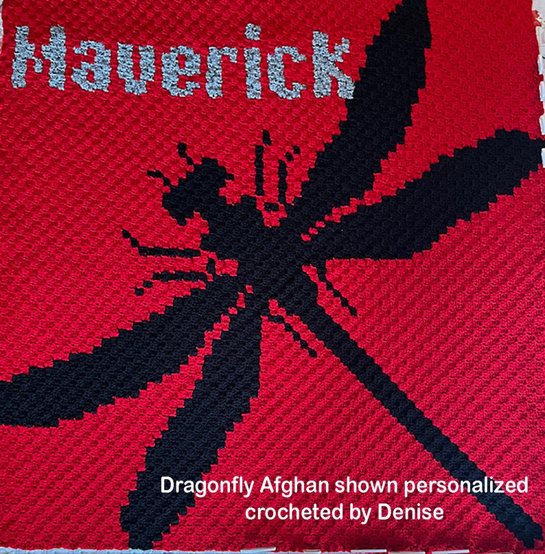 Dragonfly Silhouette Afghan C2C Crochet Pattern, Written Row by Row, Color Counts, Instant Download, C2C Graph, C2C Pattern, Graphgan image 4