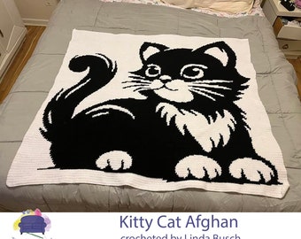 Kitty Cat SC / TSS Crochet Pattern, Written Row Counts for single crochet and tunisian simple stitch