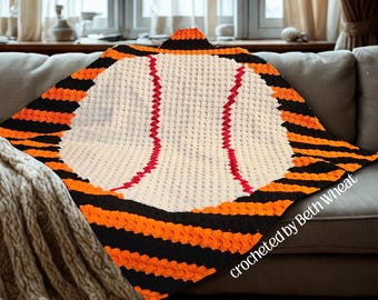 Little Slugger Kids Afghan C2C Crochet Pattern, Graph and Written Row by Row Included