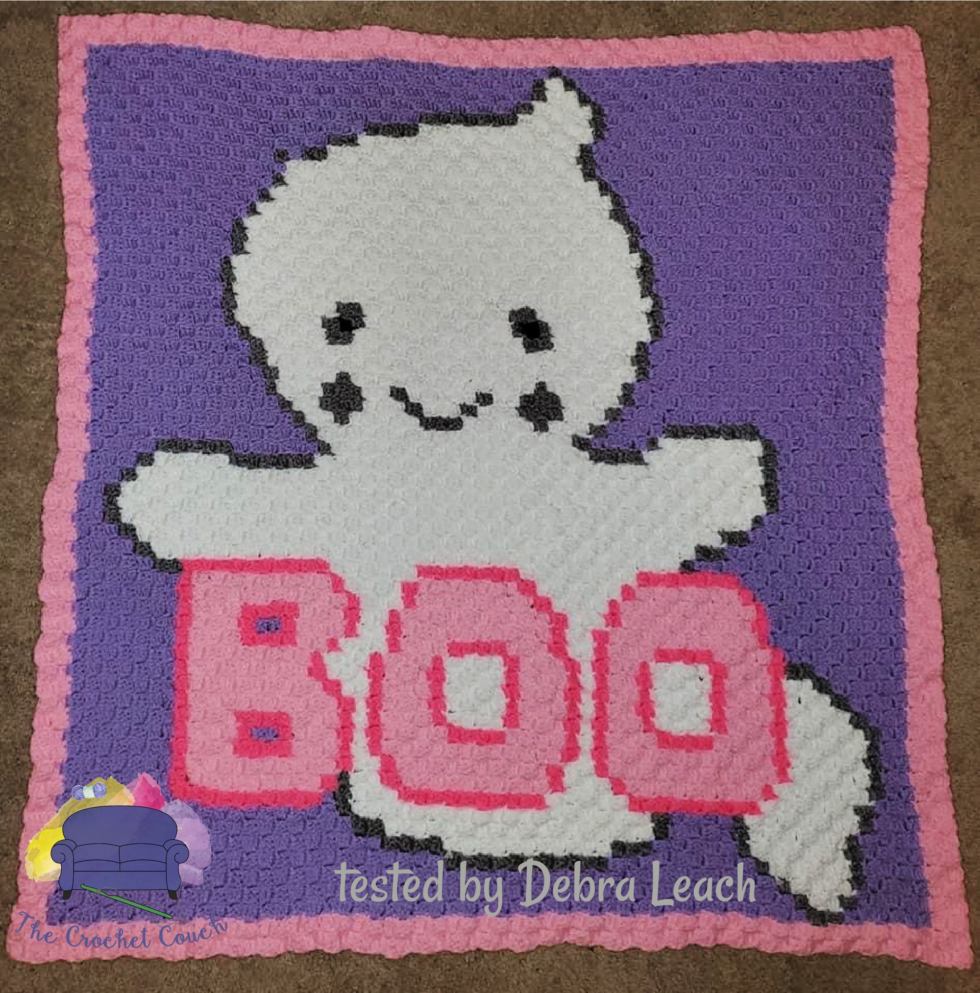 BOO Baby Blanket, C2C Crochet Pattern, Written Row Counts, C2C Graphs