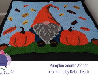 Pumpkin Gnome Afghan C2C Crochet Pattern, Written Row Counts, C2C Graphs, Corner to Corner, Crochet Pattern, C2C Graph