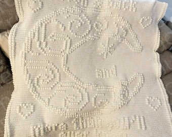 Moon and Back Afghan Crochet Pattern: Bobble Stitch Graph (PDF)