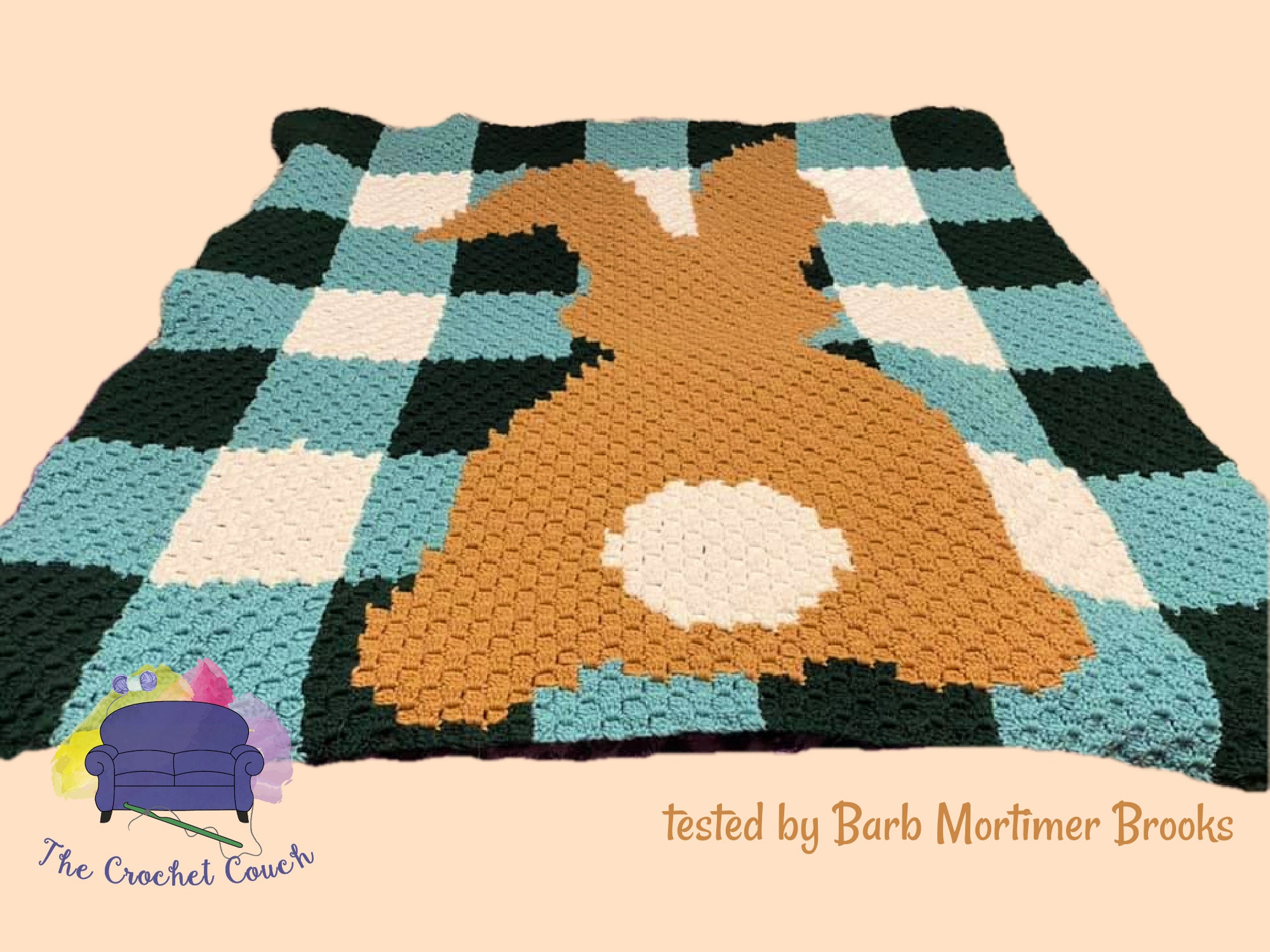 Bunny Gingham Afghan C2C Crochet Pattern, Written Row by Row, Color