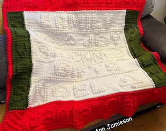 Cozy Christmas Afghan Bobble Stitch Crochet Pattern, Written Row by Row, Color Counts, Instant Download, Graphgan Pattern, Graphgan