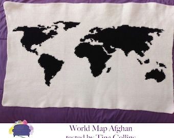 World Afghan SC / TSS Crochet Pattern, Written Row Counts for single crochet and tunisian simple stitch