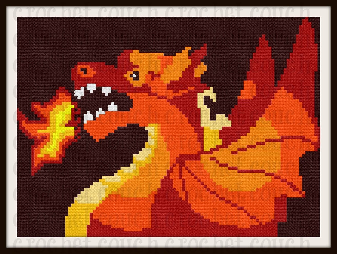 Dragon Afghan, C2C Crochet, Graph, & Written Word Chart