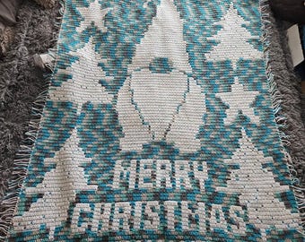 Festive Forest Gnome Afghan, Overlay Mosaic Crochet Pattern, Graph and Written Row by Row Included