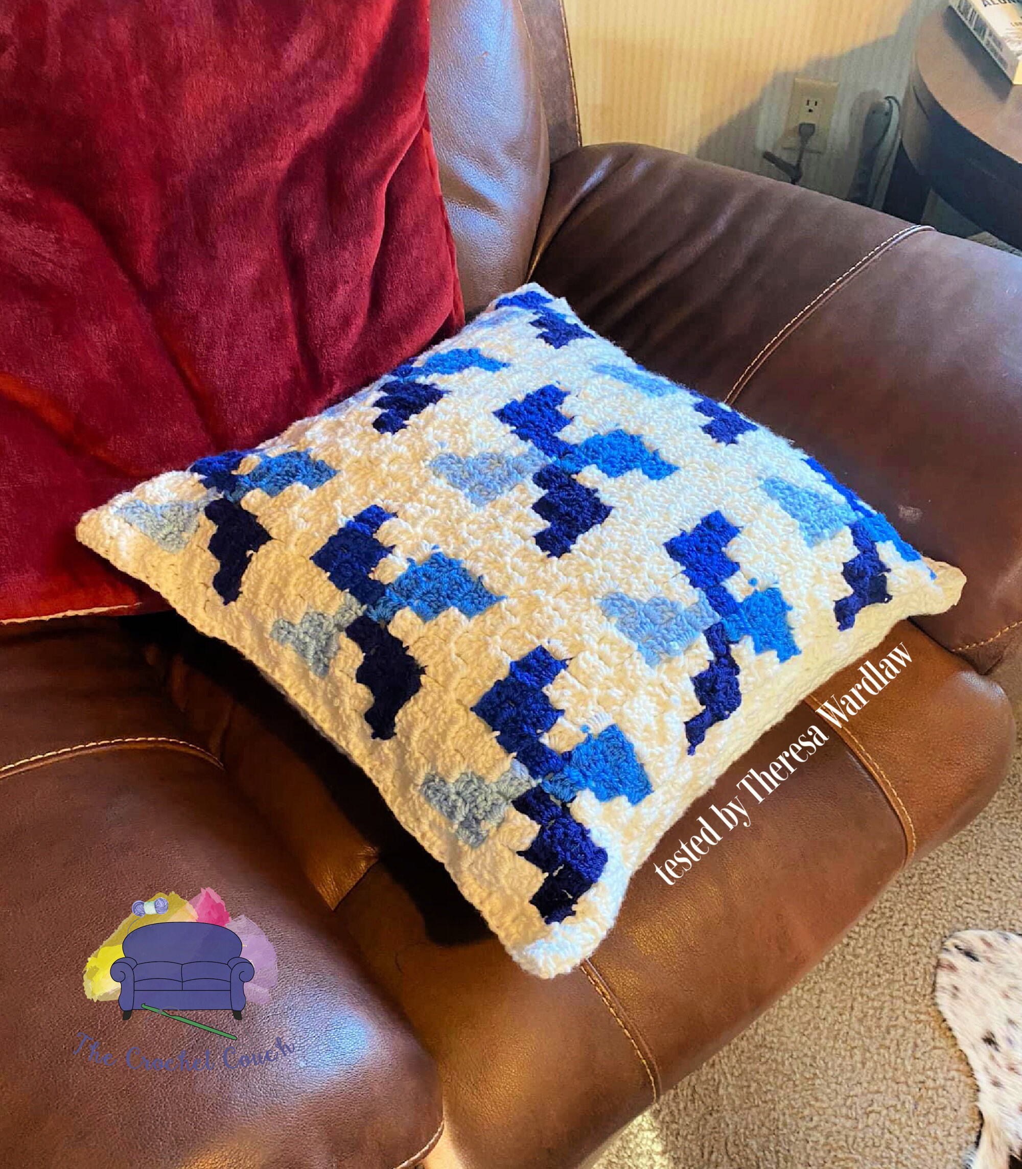 Pinwheels Pillow, C2C Crochet Pattern, Written Row by Row, Color Counts