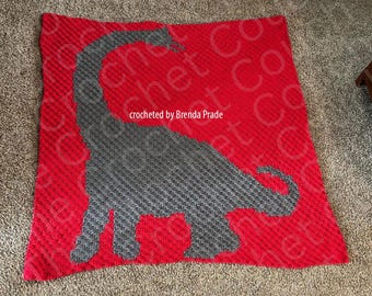 Brachiosaurus Dinosaur Afghan C2C Crochet Pattern, Graph and Written Row by Row Included