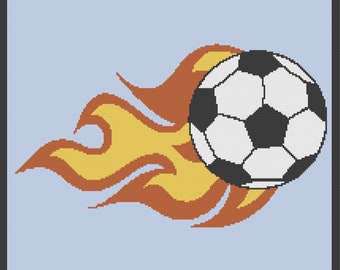 Flaming Soccer Ball Afghan, SC / TSS Crochet Pattern, Written Row Counts for single crochet and tunisian simple stitch