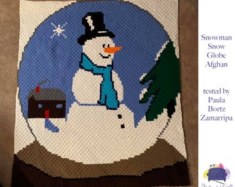 Snowman Snow Globe Afghan C2C Crochet Pattern, Written Row by Row, Color Counts, Instant Download, C2C Graph, C2C Pattern, Graphgan