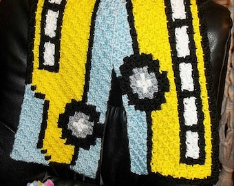 School Bus Scarf C2C Crochet Pattern, Written Row Counts, C2C Graphs, Corner to Corner, Crochet Pattern, C2C Graph