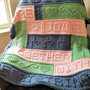 Sisters Heartstrings Afghan Crochet Pattern: Bobble Stitch Graphgan (Digital Download)