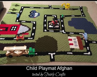 Child Play Mat Afghan, C2C Crochet Pattern, Graph and Written Row by Row Included