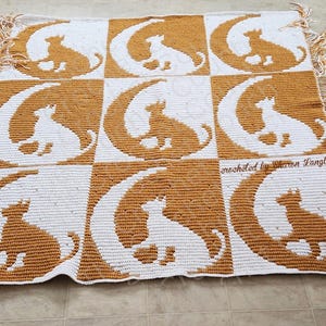 Nine Cats in the Mosaic Afghan, Overlay Mosaic Crochet Pattern, Graph and Written Row by Row Included