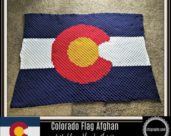 Colorado Flag Afghan C2C Crochet Pattern, Written Row Counts, C2C Graphs, Corner to Corner, Crochet Pattern, C2C Graph