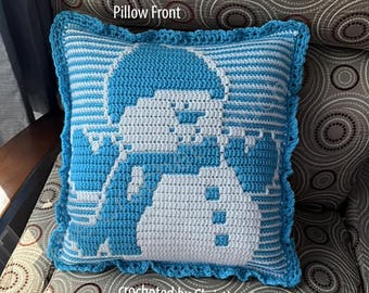 Snowman Pillow, Overlay Mosaic Crochet Pattern