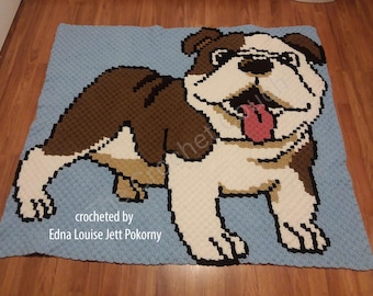 English Bulldog Blanket C2C Crochet Pattern, Written Row Counts, C2C Graphs, Corner to Corner, Crochet Pattern, C2C Graph
