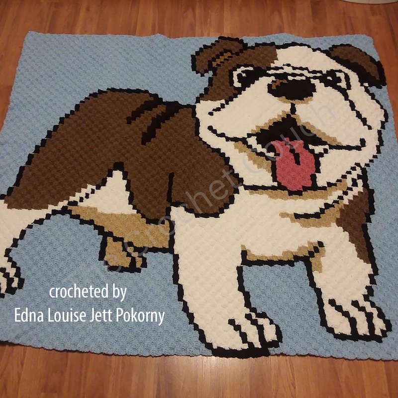 Bulldog Crochet Pattern Print Blanket