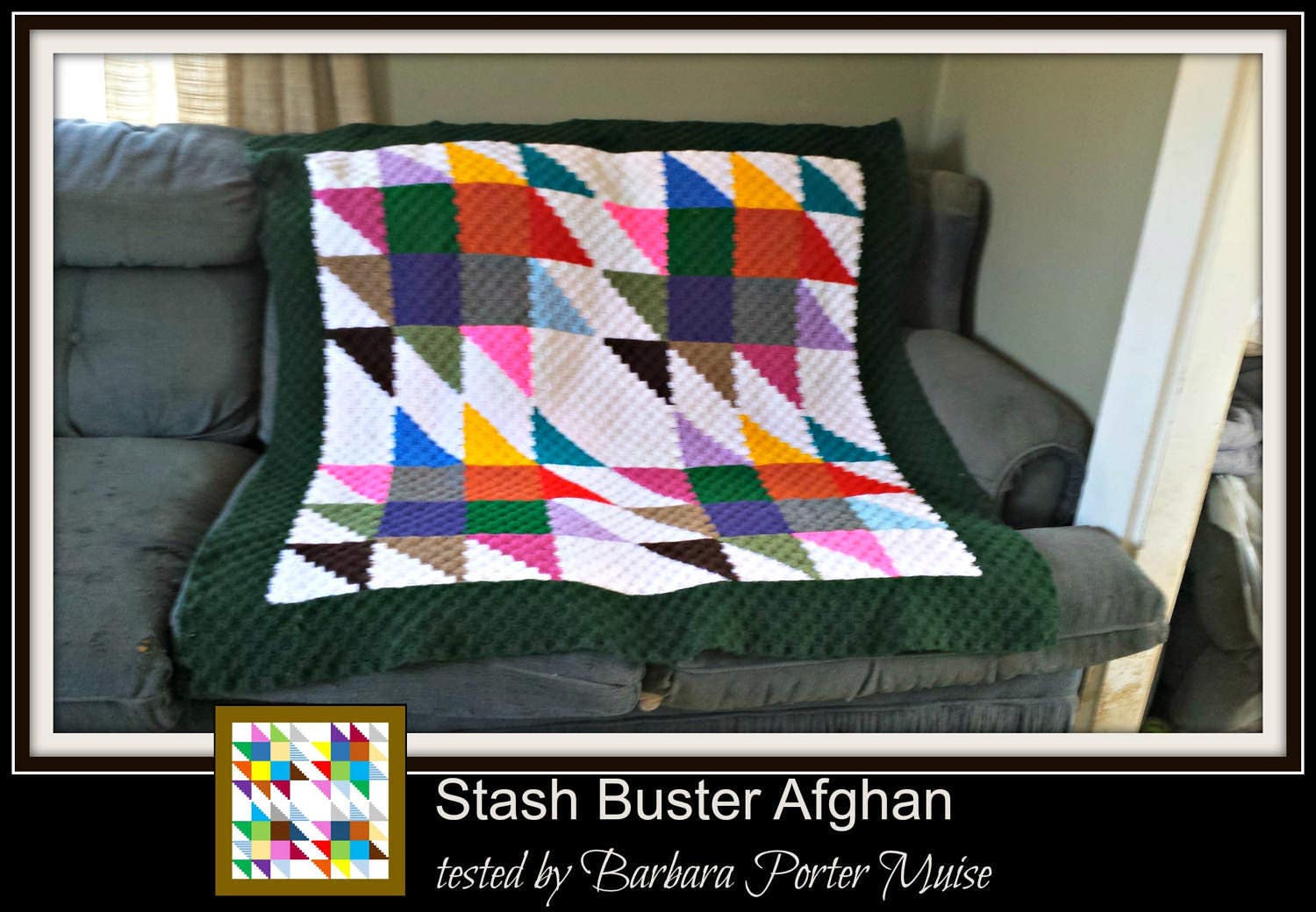 Stash Buster Quilt Afghan, C2C Crochet Pattern, Written Row Counts, C2C