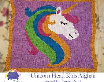 Unicorn Head Kids Afghan, SC Crochet Pattern, tss Crochet Pattern,  SC Graph, TSS Graph