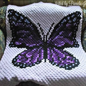 Butterfly Afghan C2C Crochet Pattern, Written Row Counts, C2C Graphs, Corner to Corner, Crochet Pattern, C2C Graph