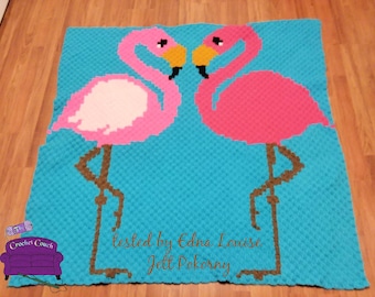 Flamingo Friends Afghan C2C Crochet Pattern, Written Row by Row, Color Counts, Instant Download, C2C Graph, C2C Pattern, Graphgan Pattern