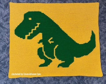 Dinosaur Afghan Crochet Pattern: SC / TSS Written Row Counts (PDF Pattern)