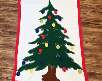 Christmas Tree Afghan Crochet Pattern: SC and TSS both included