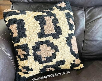 Cheetah Print Pillow, C2C Crochet Pattern