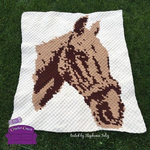 Horse Afghan C2C Crochet Pattern, Graph and Written Row by Row Included