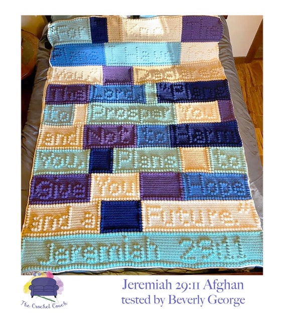 Jeremiah 29:11 Afghan, Bobble Crochet Pattern, Graph and Written Row by Row Included