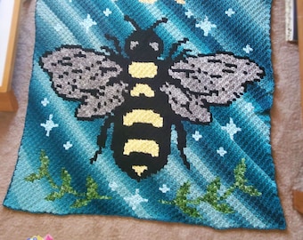 Celestial Bee Afghan C2C Crochet Pattern, Written Row by Row, Color Counts, Instant Download, C2C Graph, C2C Pattern, C2C Crochet, Graphgan