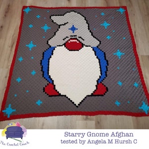 Starry Gnome Afghan C2C Crochet Pattern, Written Row by Row, Color Counts, Instant Download, C2C Graph, C2C Pattern, C2C Crochet, Graphgan