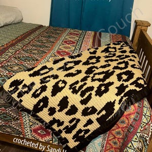 Leopard Print Afghan, Overlay Mosaic Crochet Pattern, Graph and Written Row by Row Included