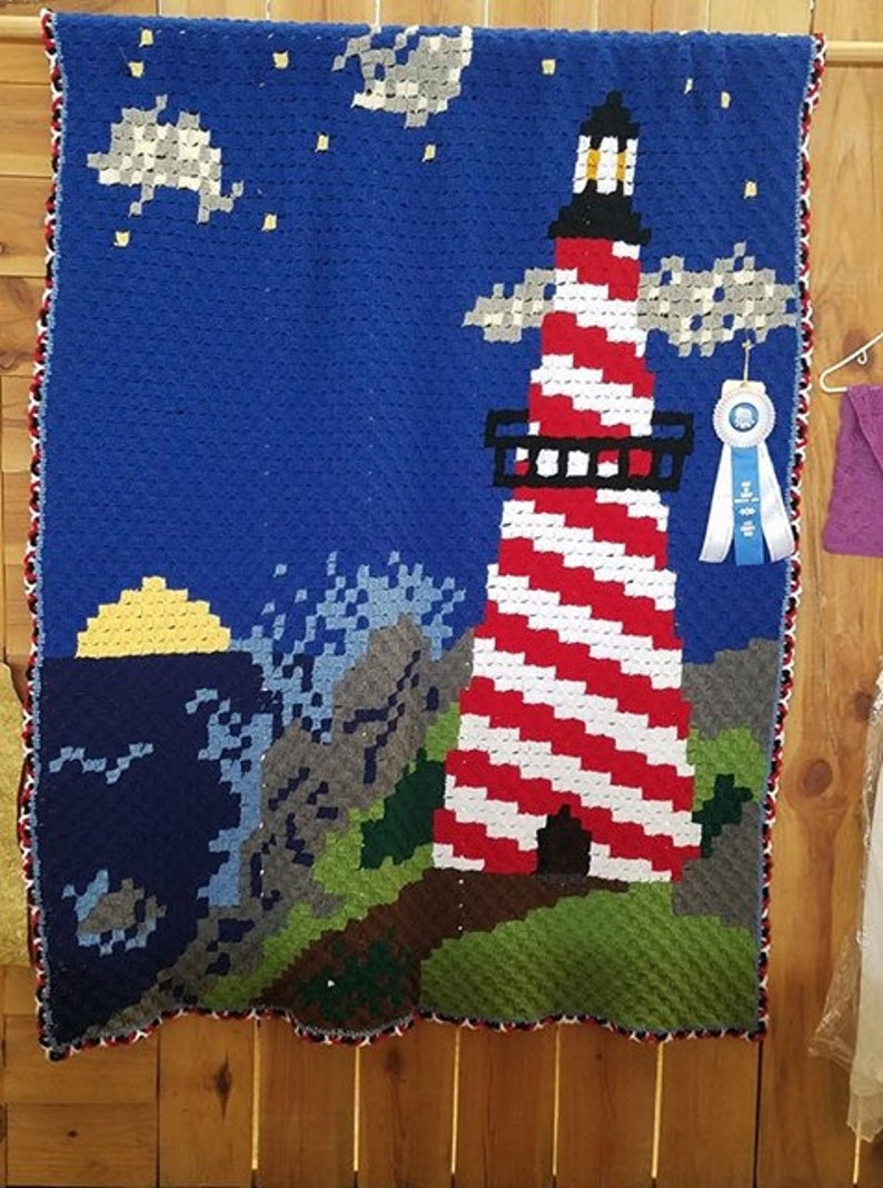 Lighthouse Afghan C2C Crochet Pattern Written Row Counts Etsy