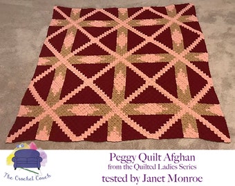 Peggy Quilt Afghan, C2C Crochet Pattern, Written Row Counts, C2C Graphs, Corner to Corner, Crochet Pattern, C2C Graph