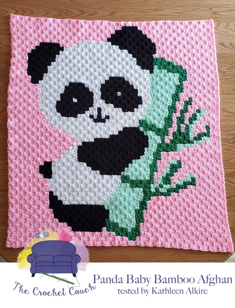 Panda Baby Bamboo Afghan C2C Crochet Pattern, Written Row by Row, Color Counts, Instant Download, C2C Graph, C2C Pattern, C2C Crochet image 2