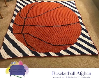 Basketball Stripes Afghan C2C Crochet Pattern, Written Row Counts, C2C Graphs, Corner to Corner, Crochet Pattern, C2C Graph