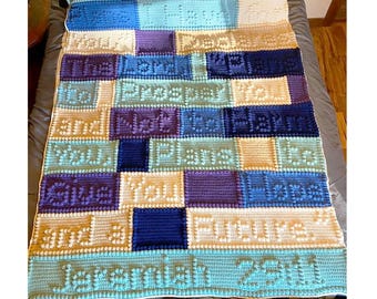 Jeremiah 29:11 Afghan, Bobble Crochet Pattern, Graph and Written Row by Row Included
